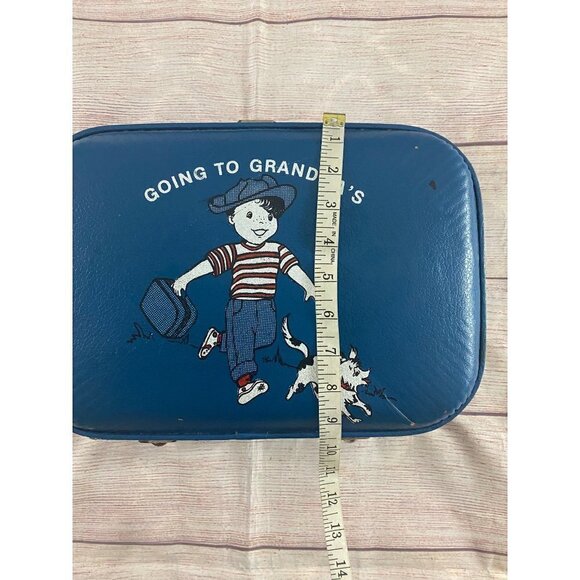 Vintage Boy's Blue Going To Grandma's Hard Shell Travel Case W/The Who 1989 Stic - Picture 3 of 11